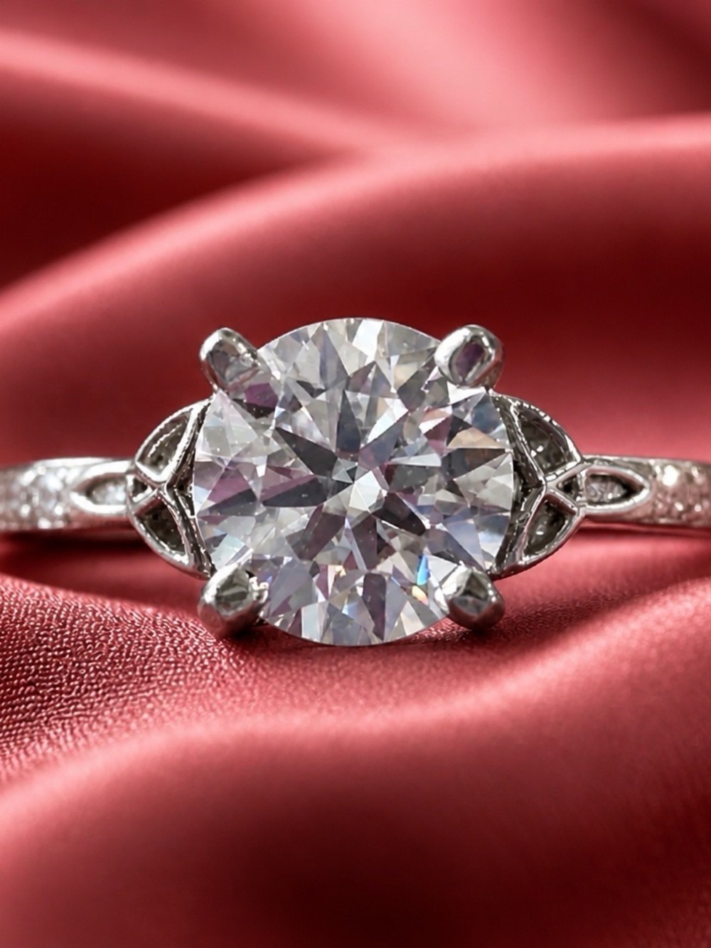 AAA Moissanite Solitaire set in rhodium over 925 Sterling Silver. SIZE 8. NEW!
